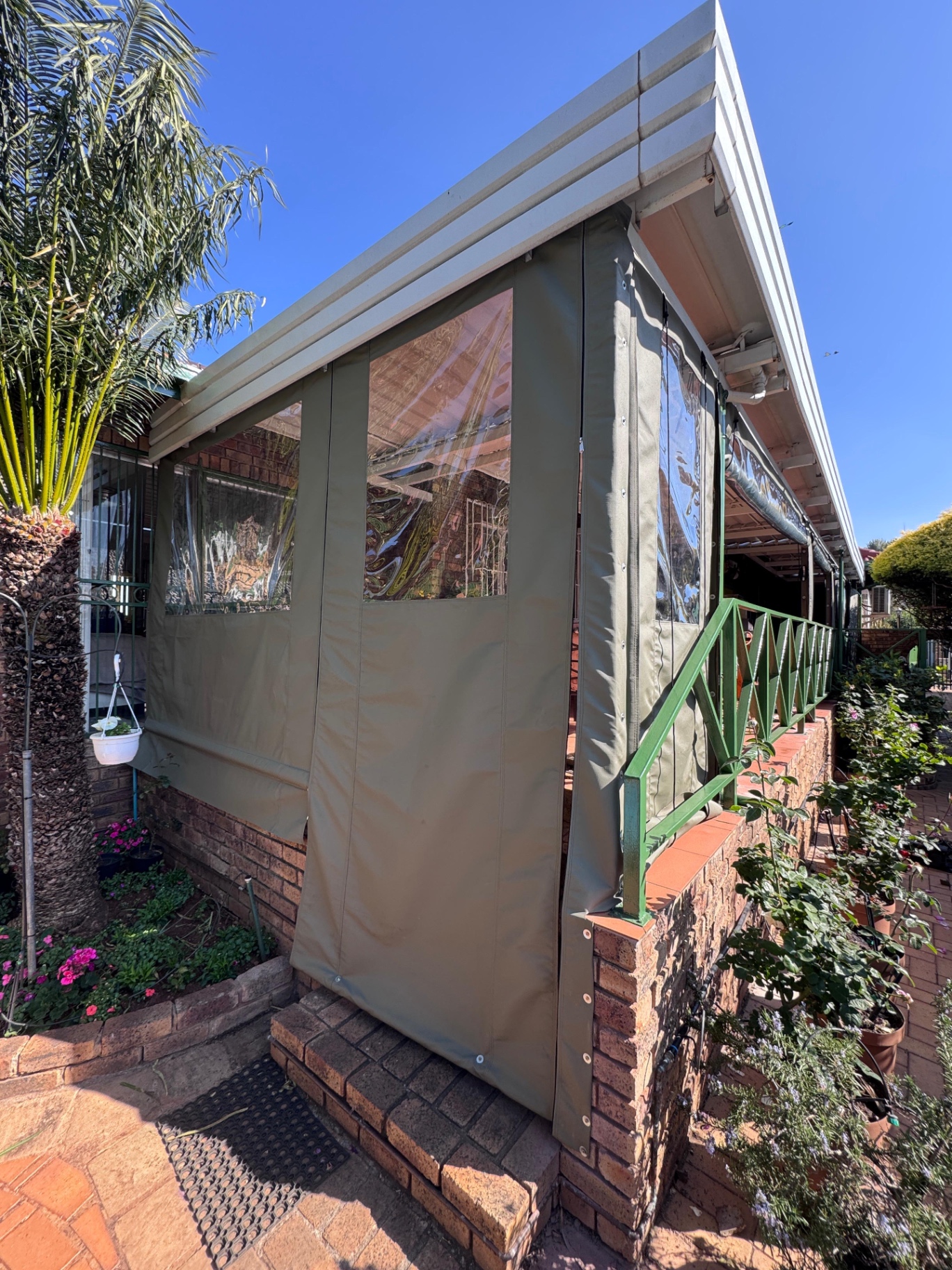 Outdoor canvas blinds installation example